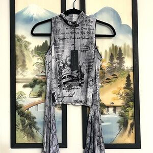 Dolls Kill / Widow Grey Shoulder Long Sleeve Top